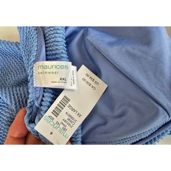 Maurices Women Swim Bikini Top Blue Size XXL Ribbed Halter Neck Adjustable Strap - Picture 2 of 3